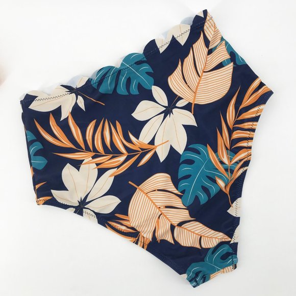 BEACHSISSI🌺Scolloped Hem Leaf Tankini Set👙S - Picture 9 of 10